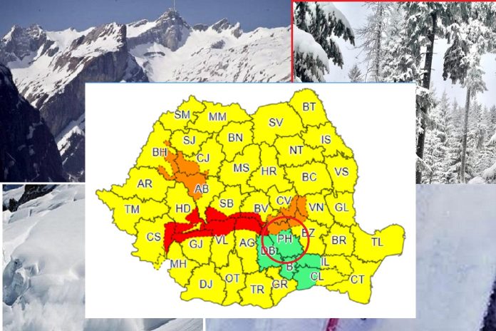 cod portocaliu de viscol zona de munte Prahova harta ANM