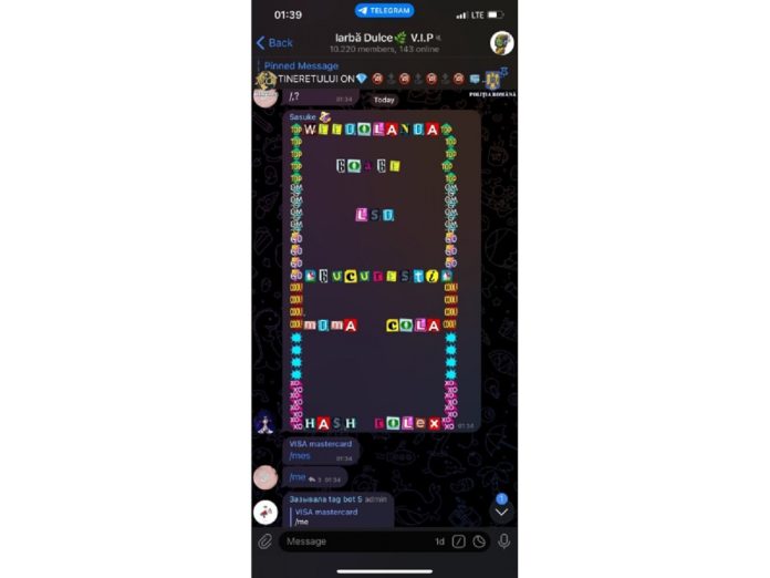 grup de distribuire droguri destructurat platforma de socializare telegram