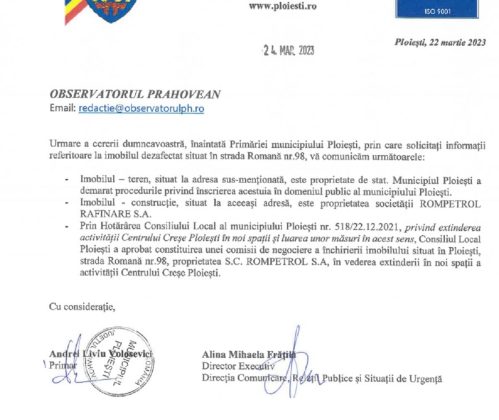 raspuns primaria ploiesti gradinita abandonata